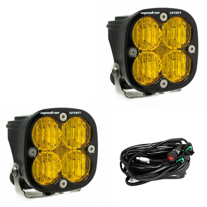 BAJA DESIGNS Squadron Sport Black LED Auxiliary Light Pod Pair AMBER