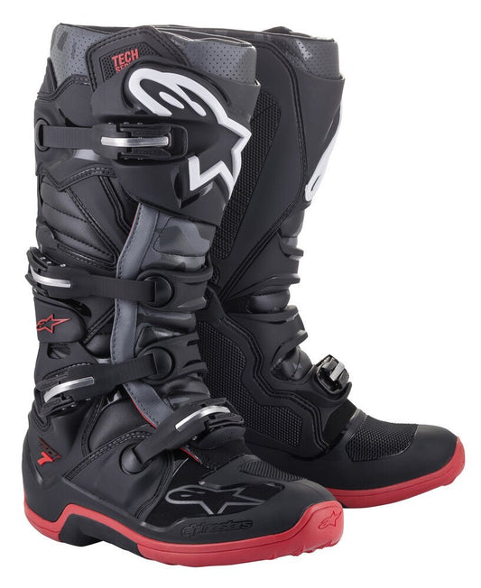 Alpinestars Tech 7 Boots Black/Cool Grey/Red - Langston Motorsports - Langston Motorsports