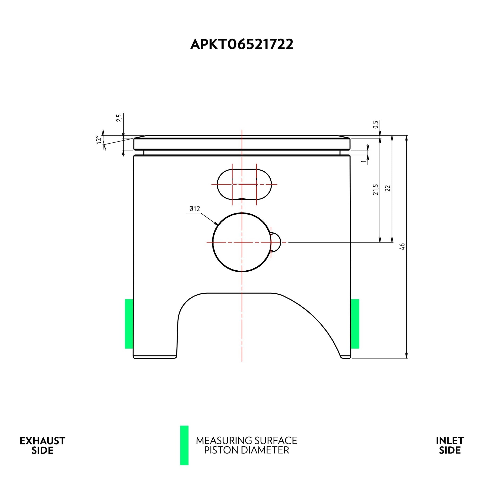 VHM piston kit KTM 65SX 2009 - 2024 / Husqvarna TC65 2017 - 2024 / GasGas MC65 2021 - 2024 Ø44.95 (12° top) - Langston Motorsports - Langston Motorsports